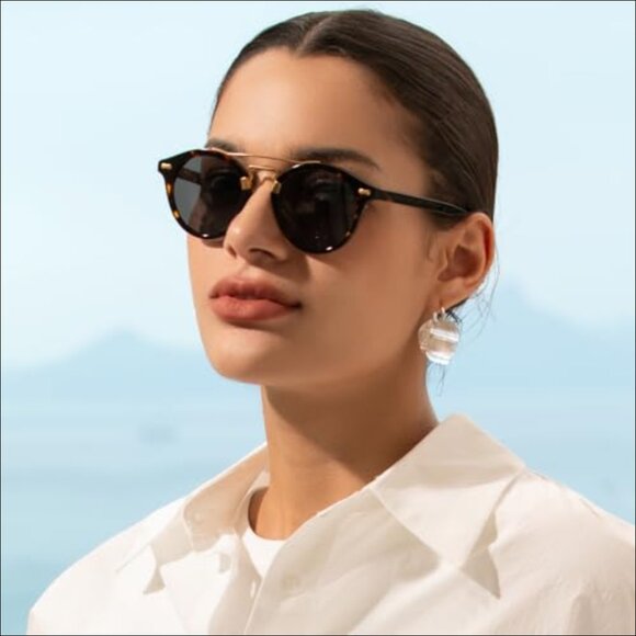 Small Face Acetate Double Bridge Sunglasses Polarized UV Protection Retro main image 5